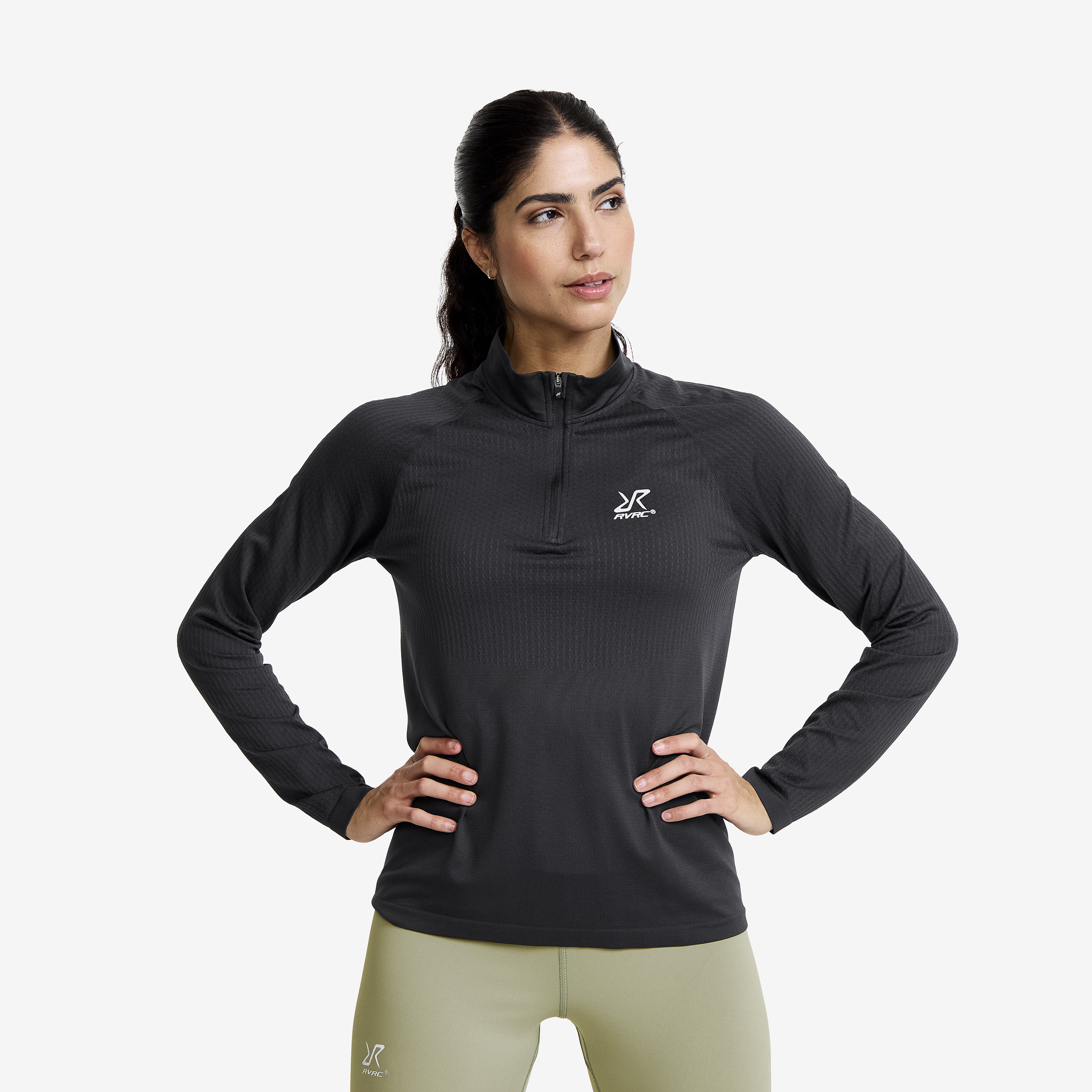 Focus Half-zip Seamless Top W Anthracite Naistele,
